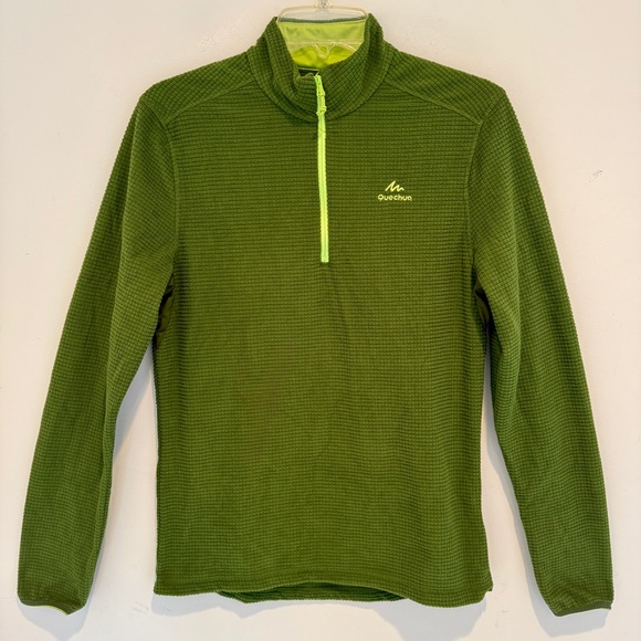 Decathlon Quechua Fleece Mens XS 1/2 Zip Pullover Green Mid… - Picture 1 of 13